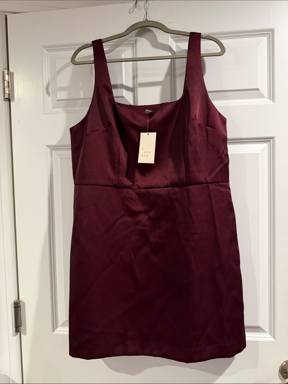 a new day Wine Satin Tank Dress